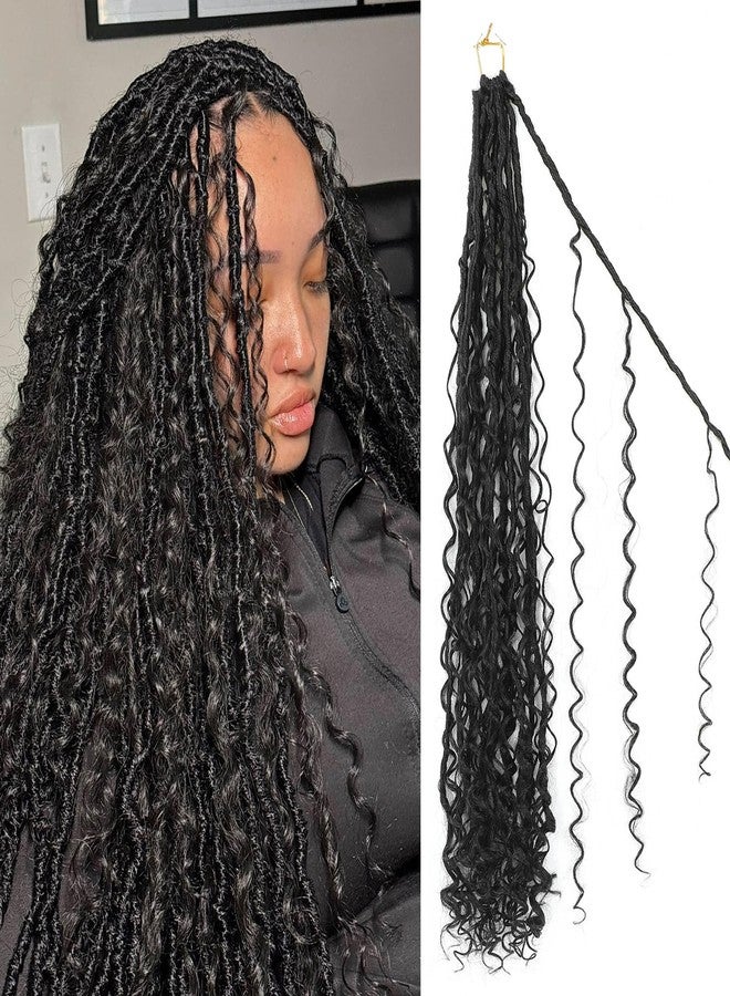 شعر كروشيه Goddess Locs بطول 24 بوصة، 9 عبوات، لون أسود طبيعي 1B#، شعر كروشيه Boho Faux Locs مع أطراف مجعدة، شعر Bohemian Locs جاهز للتصفيف للنساء (أسود طبيعي) - Image 1